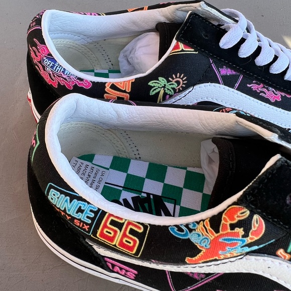 VANS old skool black neon NWT sz mens 9 sz woman’s 10.5 - Picture 8 of 14